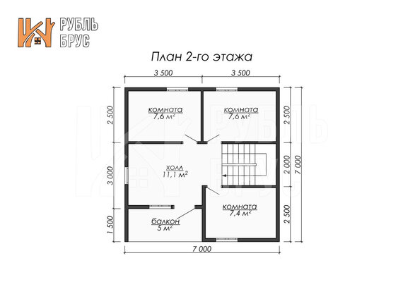 Каркасный дом Тихомир 7x7 — строительство под ключ в Москве | RublBrus