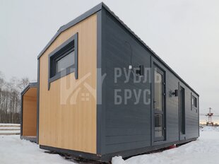Мобильная баня в БАРН стиле с сан узлом