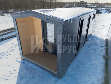 Мобильная баня в БАРН стиле с крыльцом