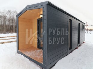 Мобильная баня в БАРН стиле с крыльцом