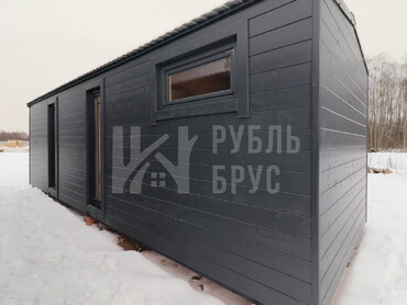 Мобильная баня в БАРН стиле с крыльцом