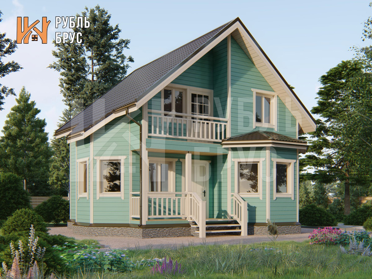 Дом из бруса Ефим 7x7 — строительство под ключ в Москве | RublBrus
